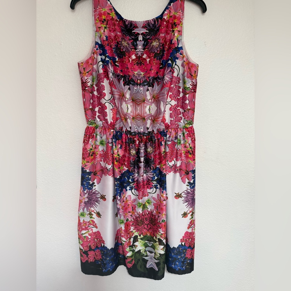 Liz Claiborne Pink and Blue Floral Sleeveless Dress